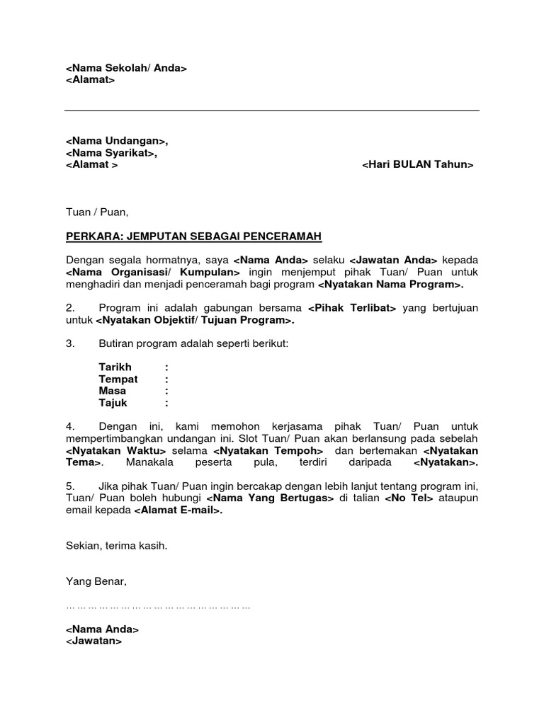 Surat Rasmi Jemputan Undangan