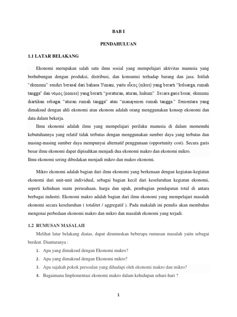 Bab I Pendahuluan 1 1 Latar Belakang 1 2 Rumusan Masalah