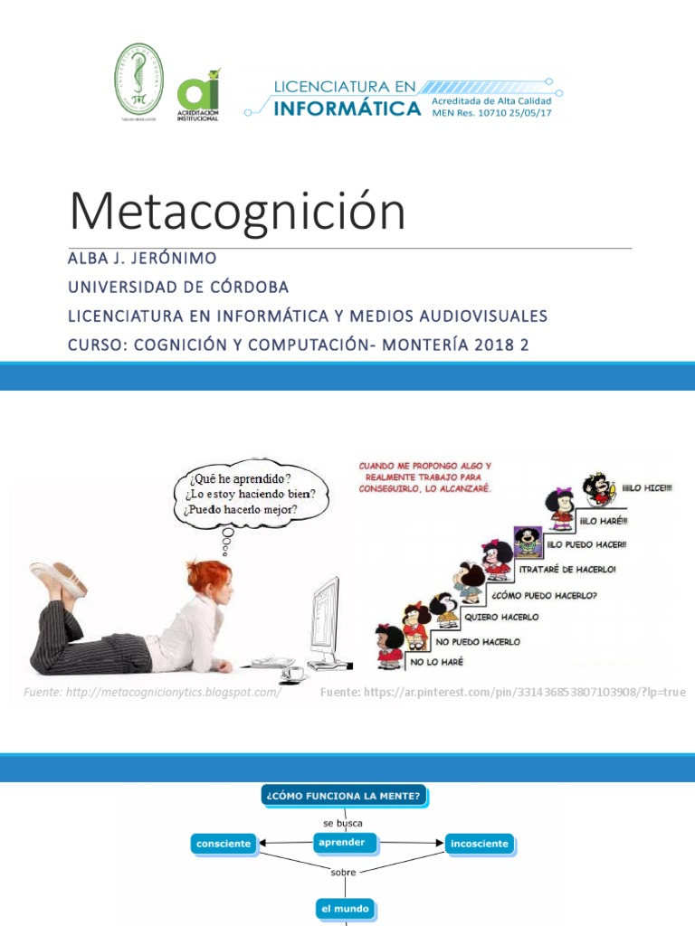 Metacognición y Autorregulación Aprendizaje | PDF | Teoria de la mente ...