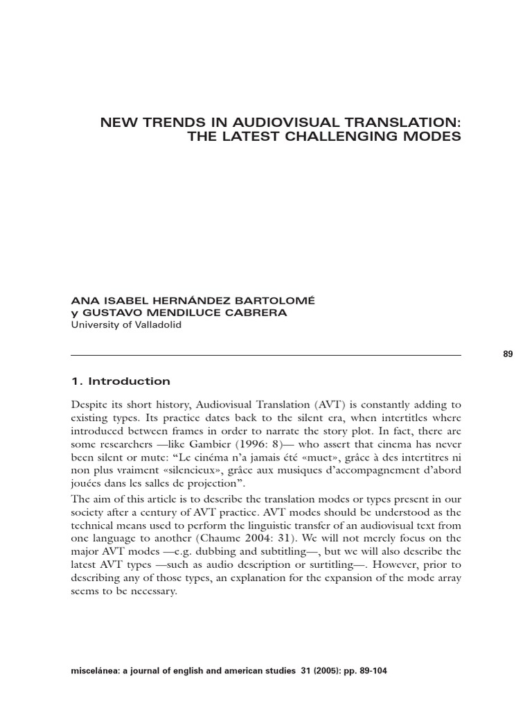 New Trend in Audiovisual Translation PDF | PDF | Applied Linguistics ...