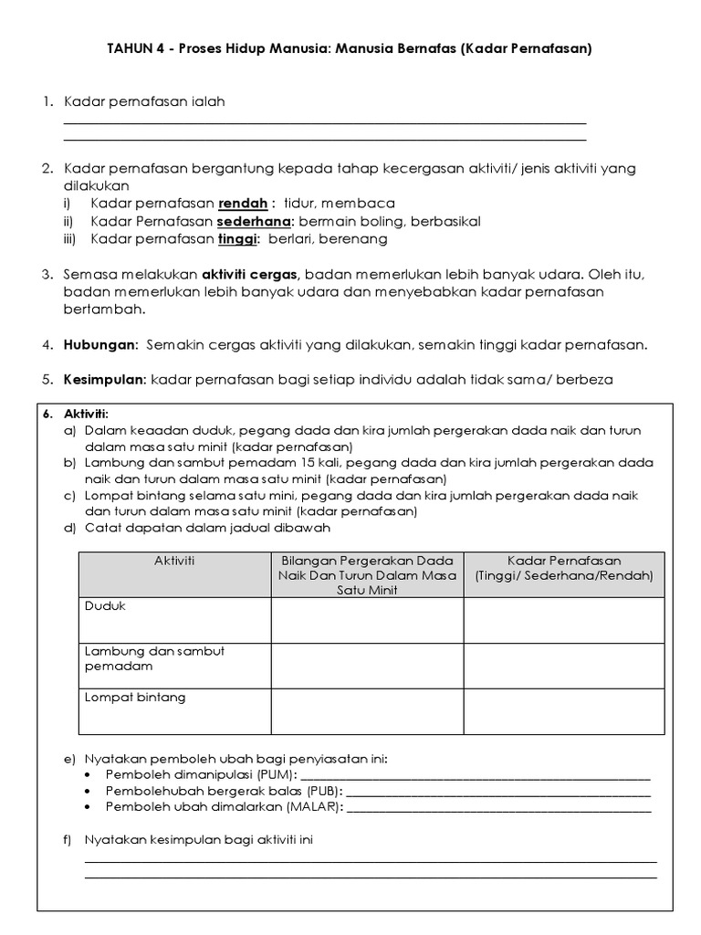 Proses Hidup Manusia Kadar Pernafasan Pdf