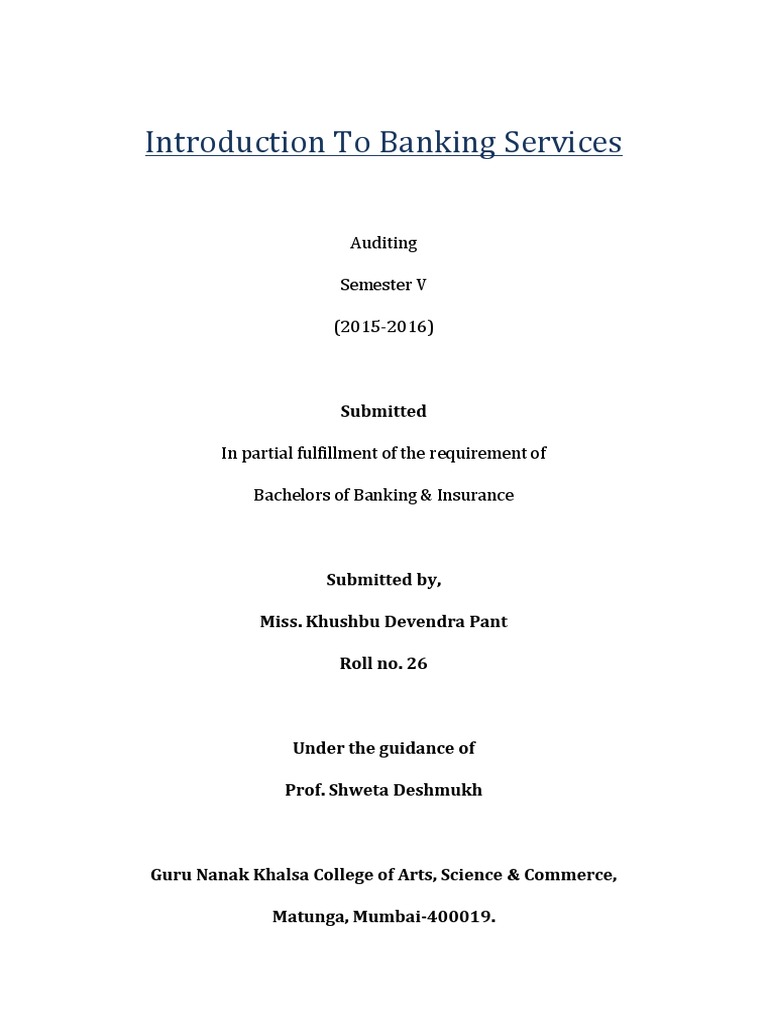 Introduction to Banking Services Overview | PDF | Sampling (Statistics ...