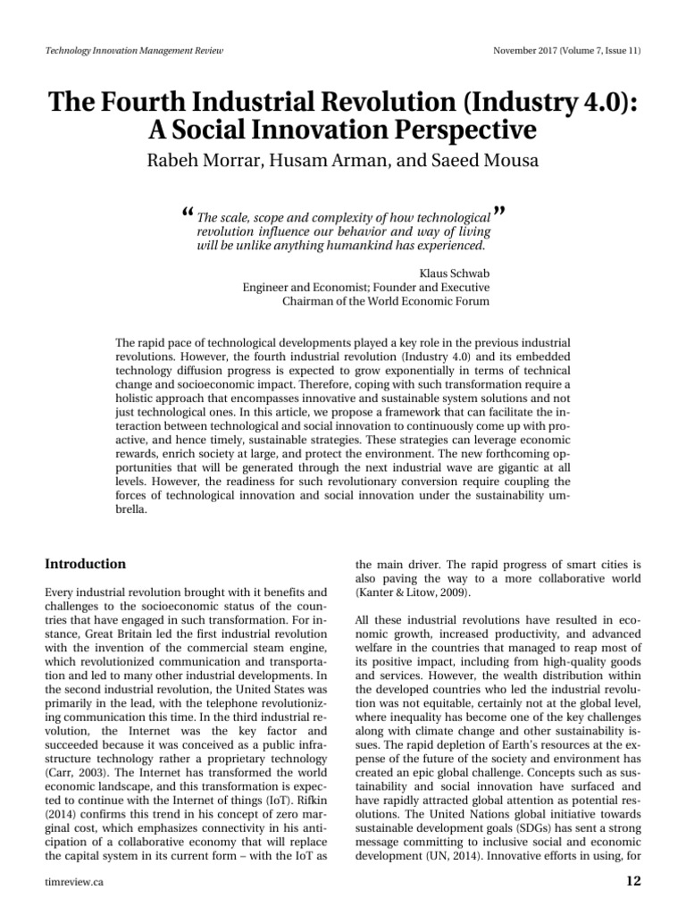 The Fourth Industrial Revolution Industry 40 A Soc | PDF | Innovation ...
