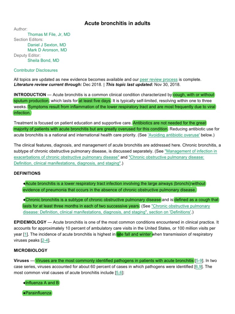 Acute Bronchitis by UpToDate | PDF | Bronchitis | Pneumonia