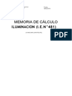 Memoria de Calculo Iluminacion (I.e.n° 481) PDF