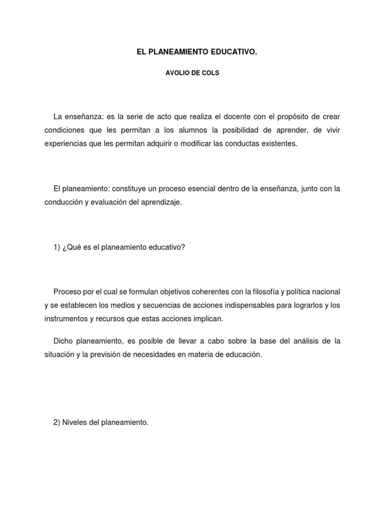 Guía de Planeamiento Educativo | PDF | Plan de estudios | Planificación