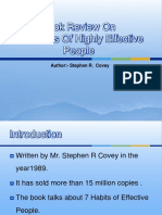 Book Review On 7-Habbits of Highly Effective People: Author:-Stephen R. Covey