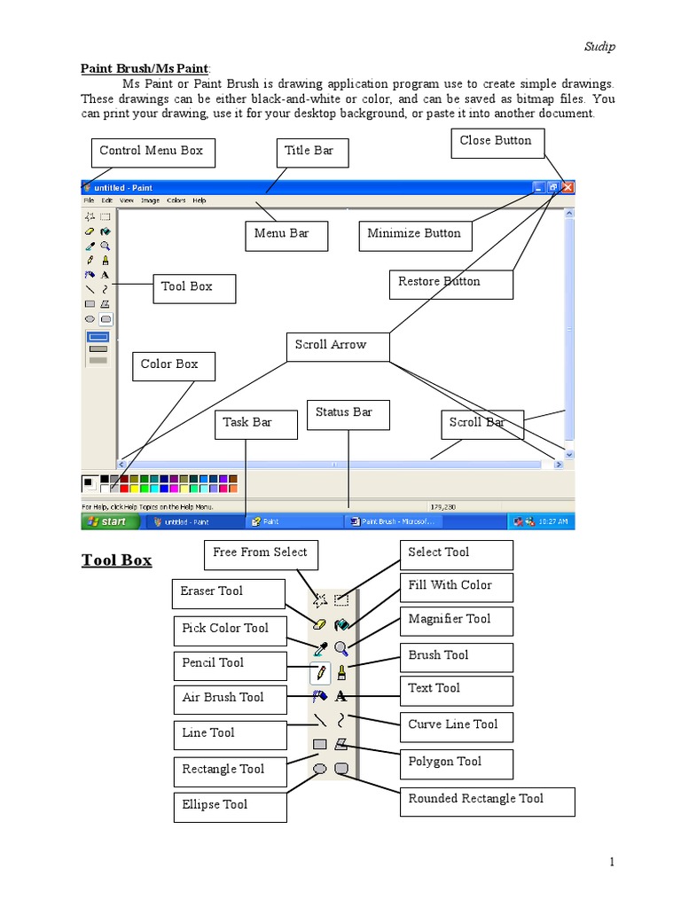 Tool Box Paint Brush/Ms Paint PDF Interaction