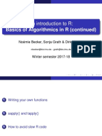 An Introduction To R:: Basics of Algorithmics in R (Continued)