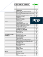 Lista de Preços de Peças de Veículos