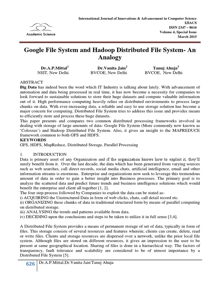 Google File System and Hadoop Distributed File System-An Analogy | PDF ...