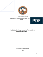 La Obligacion Empresarial de Prevencion de Riesgos Laborales de Francisco Gonzales Dias Año 2001 Universidad de Murcia 443 Paginas PDF