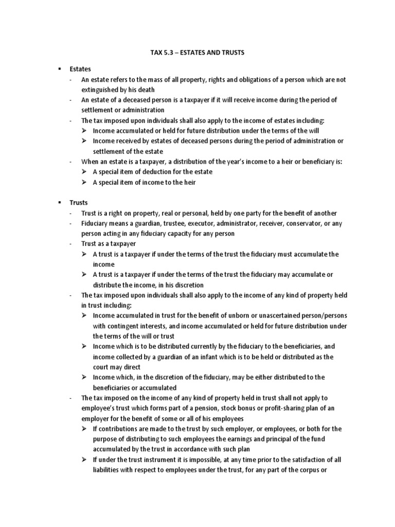 Taxation of Estates and Trusts Explained | PDF | Trust Law | Tax Deduction