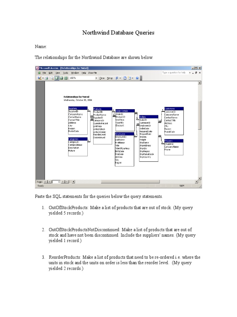 NorthwindQueries AnswersTo7and9 | PDF | Application Software ...