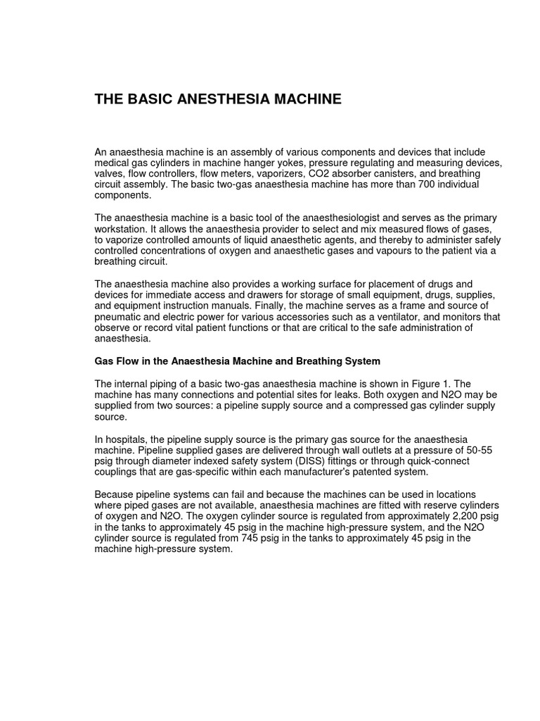 The Basic Anaesthetic Machine PDF Breathing Nitrous Oxide