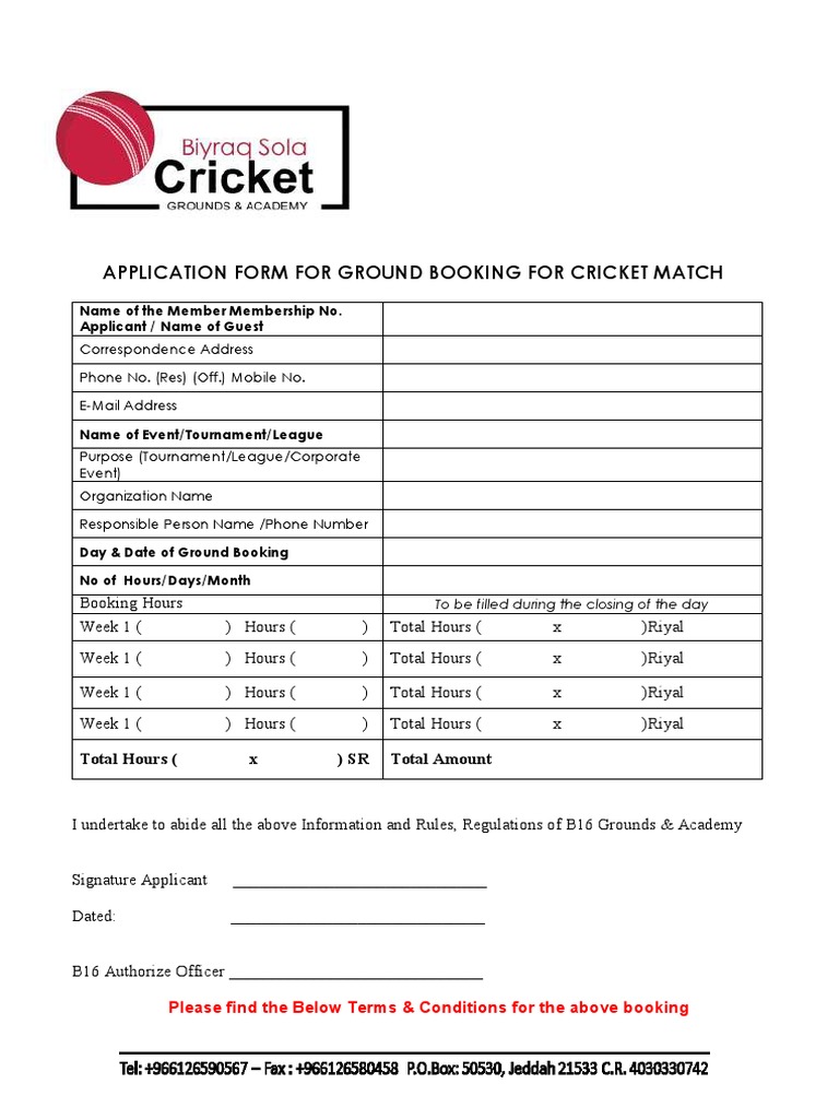 B16 Cricket Ground Terms and Conditions PDF Social Institutions