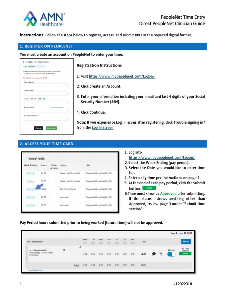 Kaiser AV Clinician Registration and Time Entry PDF