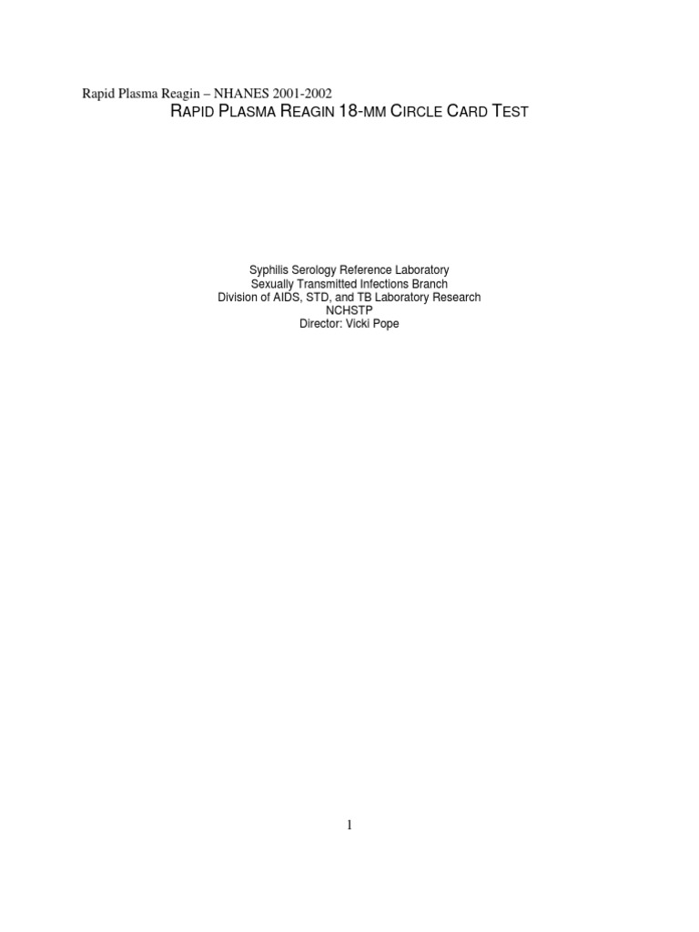 NHANES 2001-2002 RPR Test Protocol | PDF | Hepatitis B | Infection