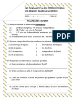 Escola avalia alunos sobre Independência do Brasil