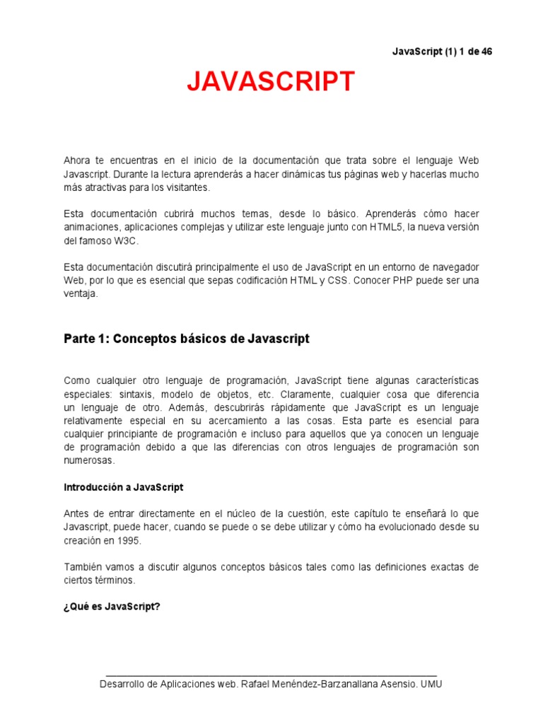 Lenguaje de Programacion JavaScript 1 PDF | PDF | Script Java ...