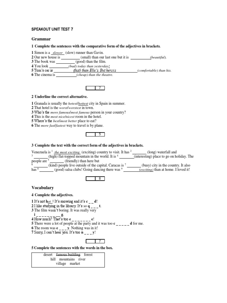Speakout Unit Test 7-8 | PDF | Language Arts & Discipline