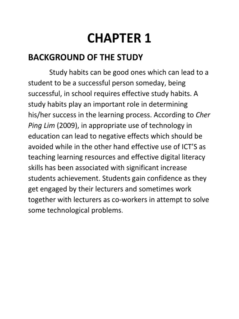 Background of The Study: Ping Lim (2009), in Appropriate Use of ...