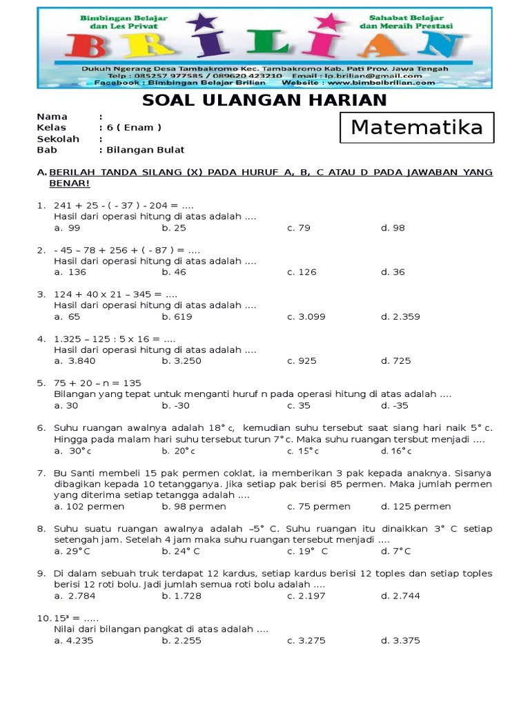 Download Materi Dan Soal Bilangan Kelas 6 Sddoc