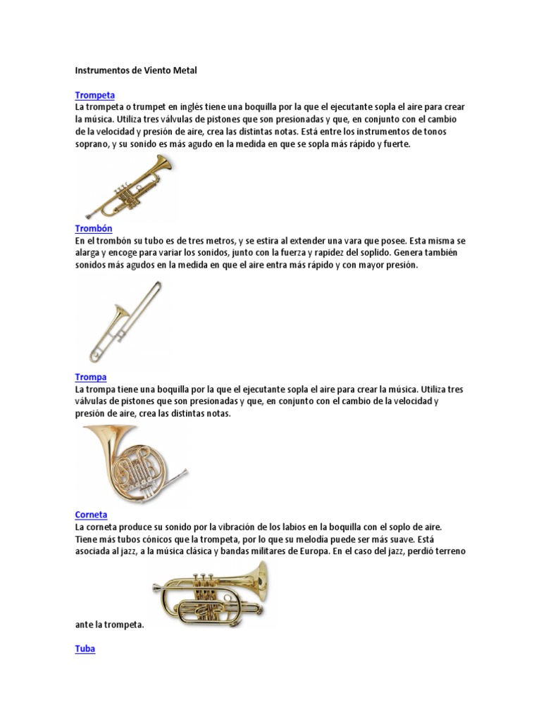 Nombres De Instrumentos De Metal Instrumentos De Cuerda