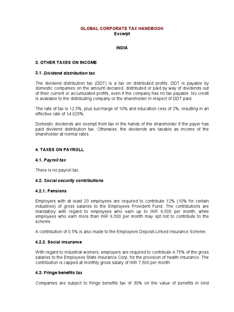 Excerpt: Global Corporate Tax Handbook | PDF | Capital Gains Tax | Dividend