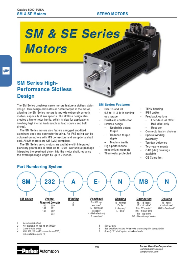 SM Series High-Performance Slotless Design: SM 232 E - N MS N A | PDF ...
