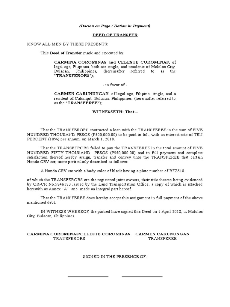 Dacion En Pago Pdf Notary Public Private Law