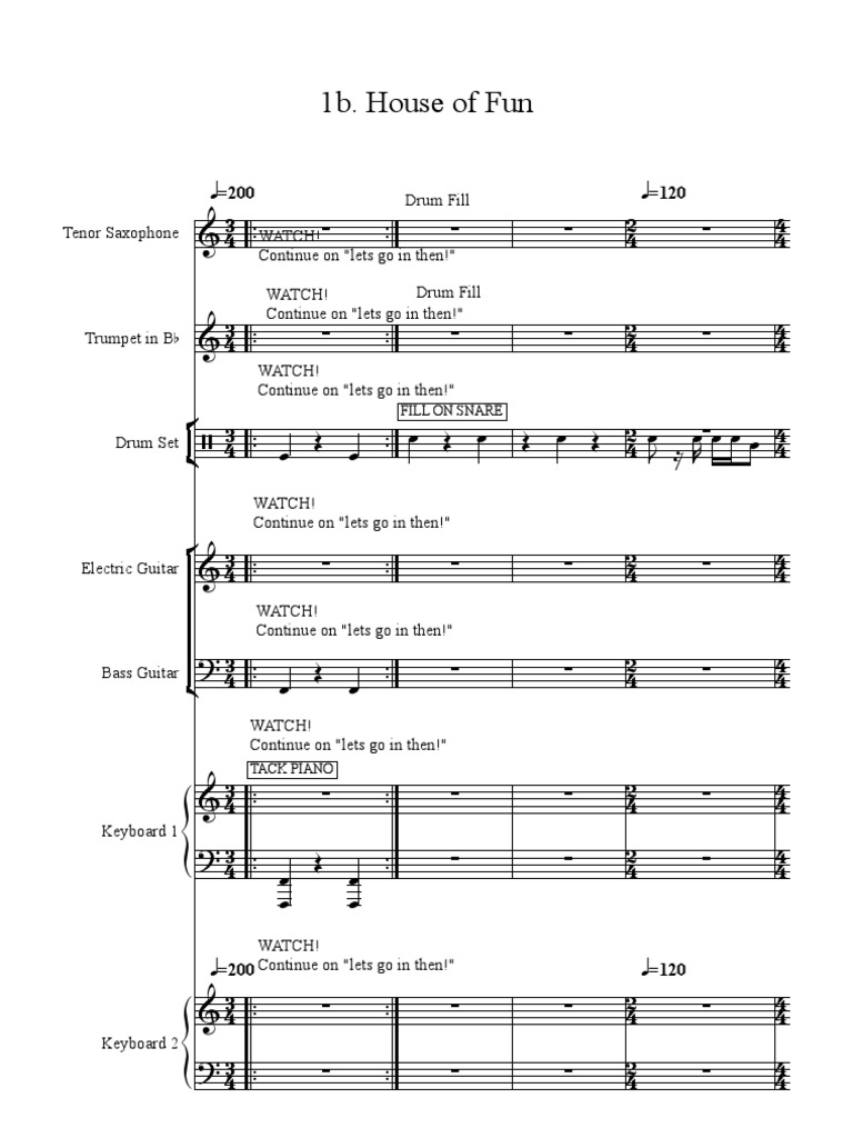 1b House of Fun Score | PDF | Sound Production | Popular Music