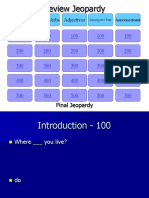 Introduction To-Be Verbs Adjectives: Final Jeopardy