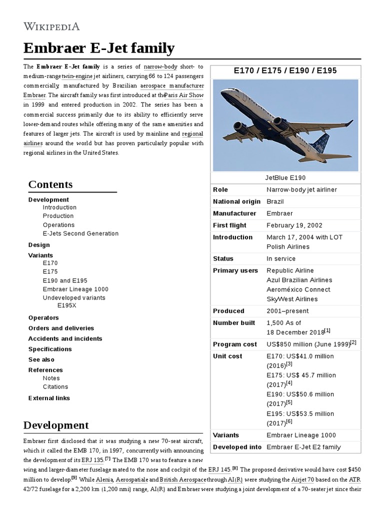 Embraer E-Jet Family | PDF | Jet Aircraft | Industries