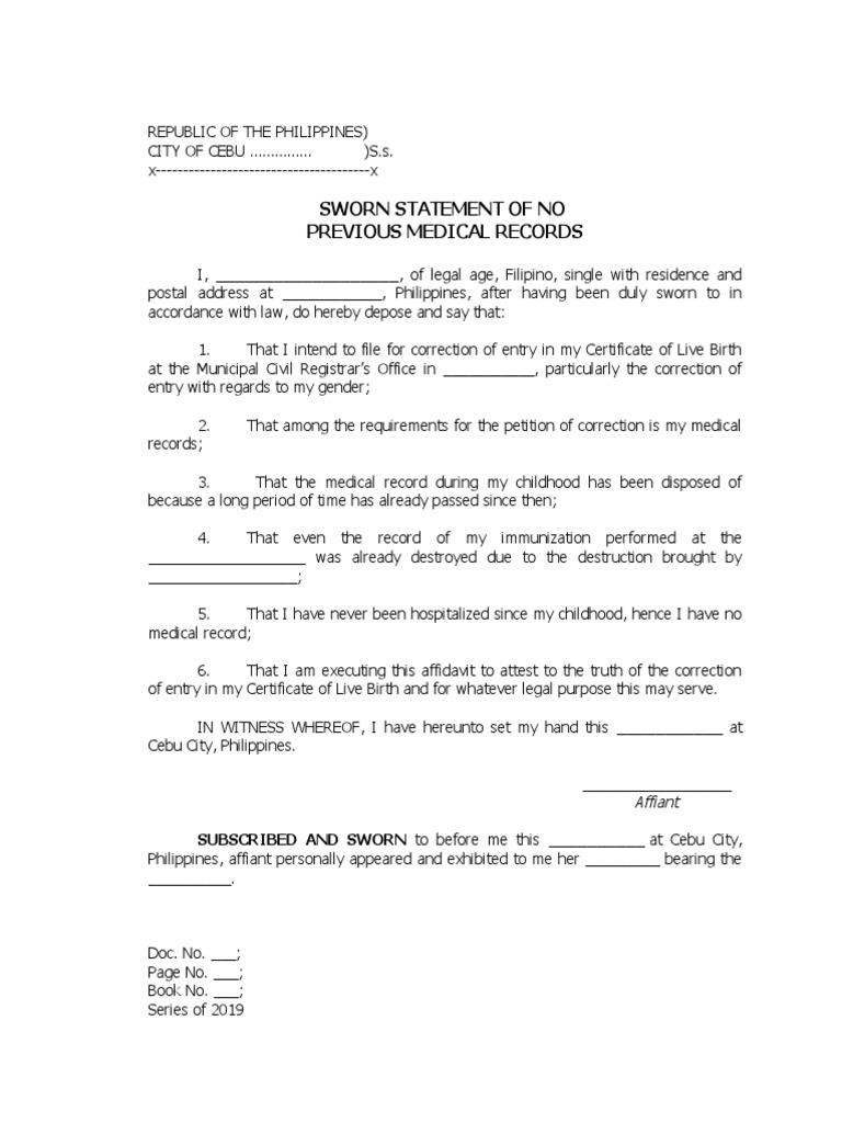 Affidavit of No Medical Records Sample Download Free PDF Affidavit of No Medical Records Sample Download Free PDF