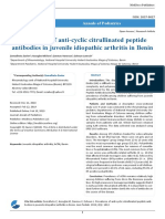 Prevalence of Anti Cyclic Citrullinated Peptide Antibodies in Juvenile Idiopathic Arthritis in Benin