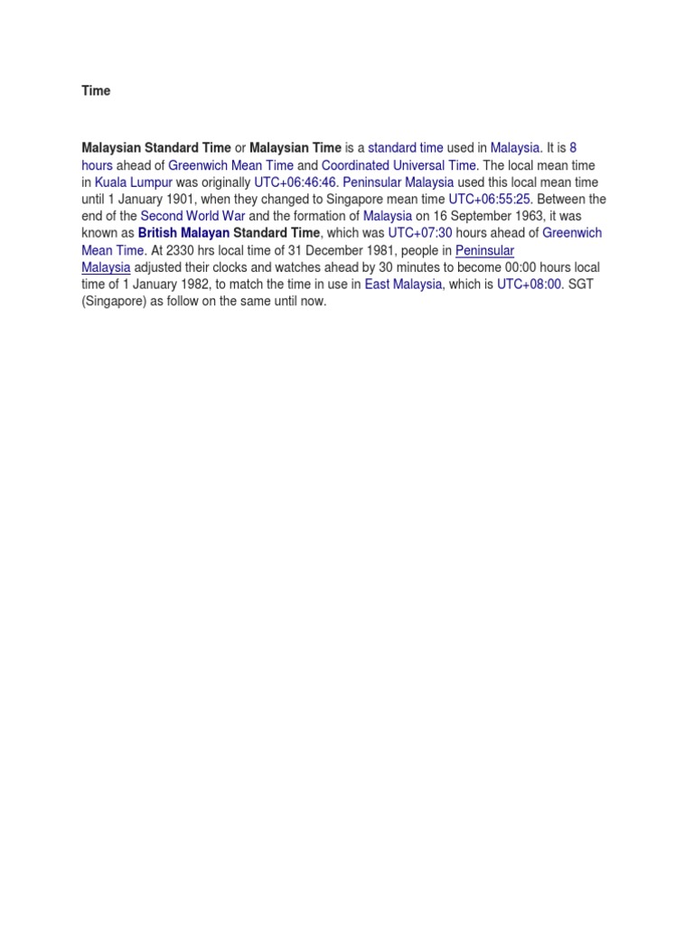 Malaysian Time History | PDF