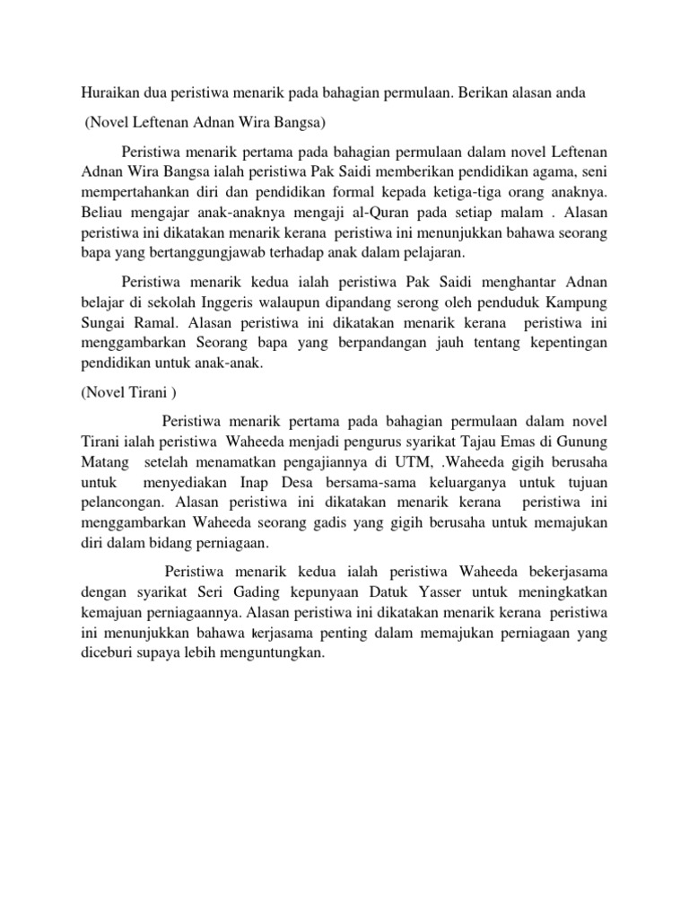 peristiwa menarik novel tirani