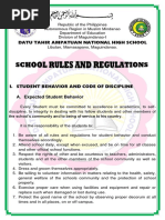 School Rules and Regulation of Datu Tahir NHS 2018