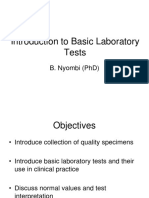 Introduction To Basic Laboratory Tests: B. Nyombi (PHD)