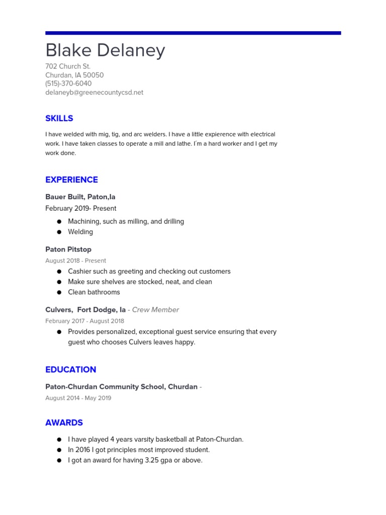 Blake Delaney Resume | PDF | Electric Heating | Economic Sectors