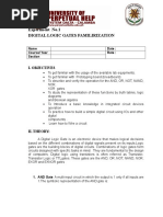 Experiment No.1 Digital Logic Gates Familirization: I. Objectives