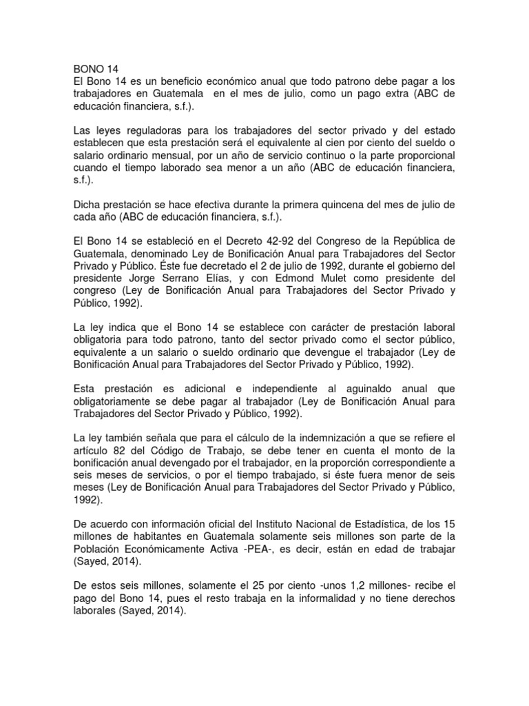 Bono 14 | PDF | Salario | Guatemala