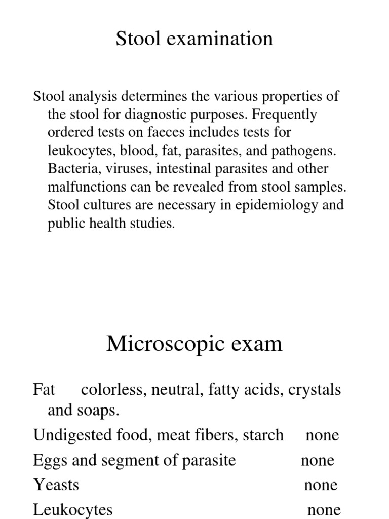 Stool Examination PDF Human Feces Bile