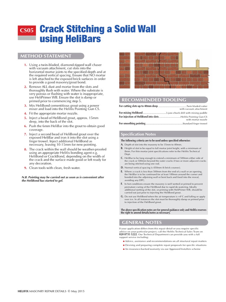 Crack Stitching A Solid Wall Using Helibars PDF Masonry Building