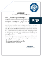 Minute Sheet (NUST Society of Mechanical Engineers) : Pproval of Rientation Ession