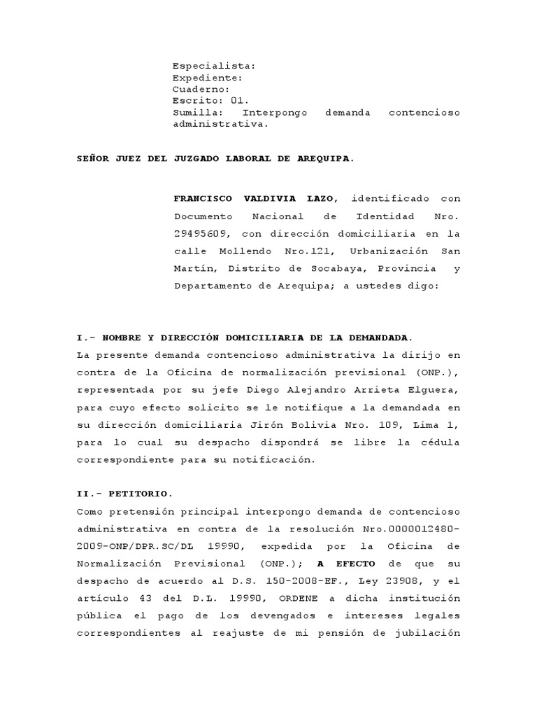 Demanda por reajuste de pensión Ley 23908 | PDF | Caso de ley | Demanda ...