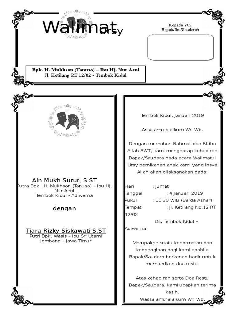 900+ Contoh Undangan Acara Walimatus Safar Terbaik