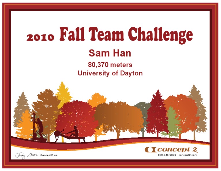 Concept2 2010 Fall Team Challenge Certificate | PDF | Rowing