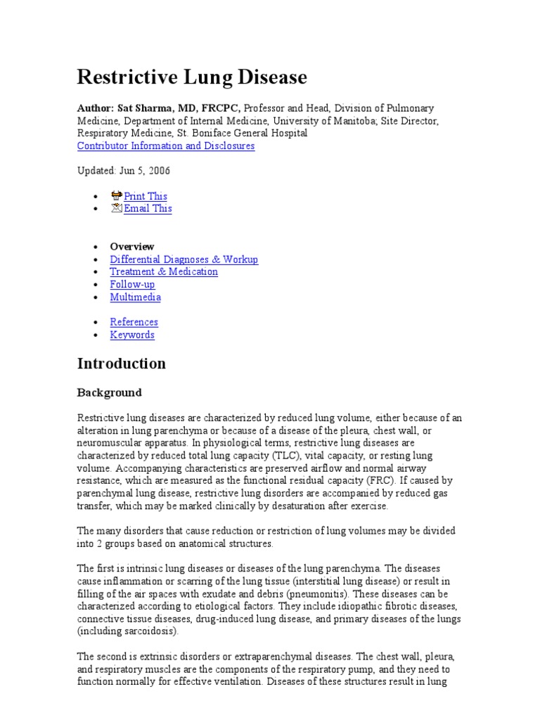 Restrictive Lung Disease Lung Pulmonology